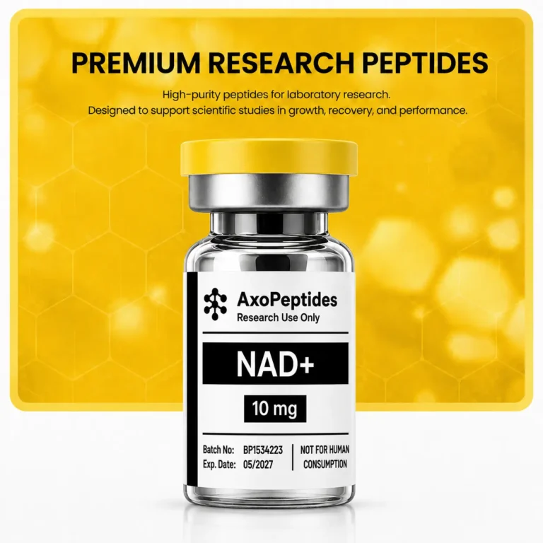 AxoPeptides NAD+ research material vial for laboratory research use only